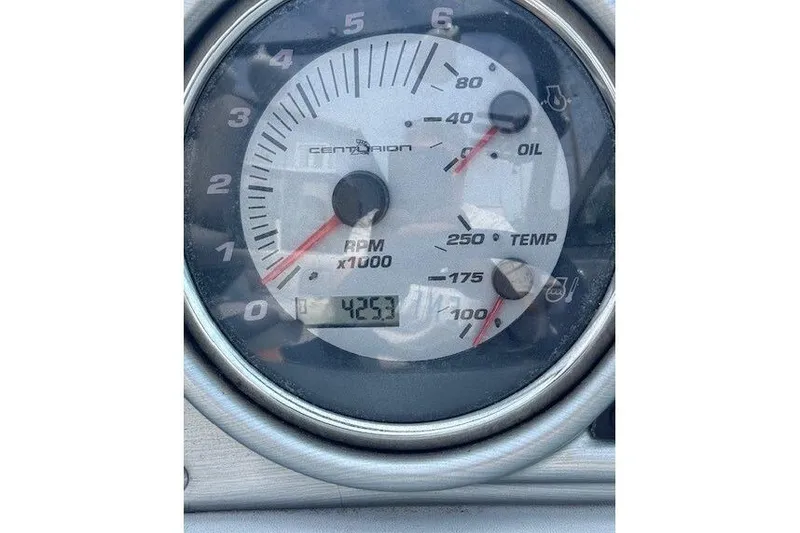 Slide: The Image of Close-up of 2009 Centurion Avalanche C4 tachometer displaying 425.7 hours. - 8