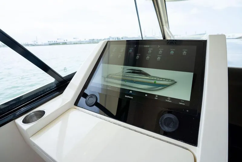 Slide: The Image of Touchscreen display on 2020 Scout 530 LXF yacht, showing boat controls and navigation. - 95