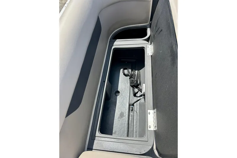 Slide: The Image of Open storage compartment in 2019 Princecraft Vectra 21 boat, featuring spacious interior. - 16