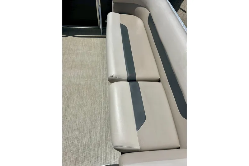 Slide: The Image of 2019 Princecraft Vectra 21 boat seating with beige and gray upholstery. - 17