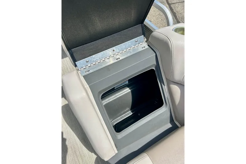 Slide: The Image of Open storage compartment in 2019 Princecraft Vectra 21 boat seat. - 46