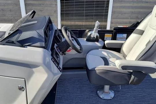 Slide: The Image of Cockpit of 2026 Viaggio X22S boat with modern steering and comfortable seating. - 3