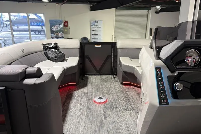 Slide: The Image of Interior of 2026 Viaggio Z22S boat with modern seating and control panel. - 20