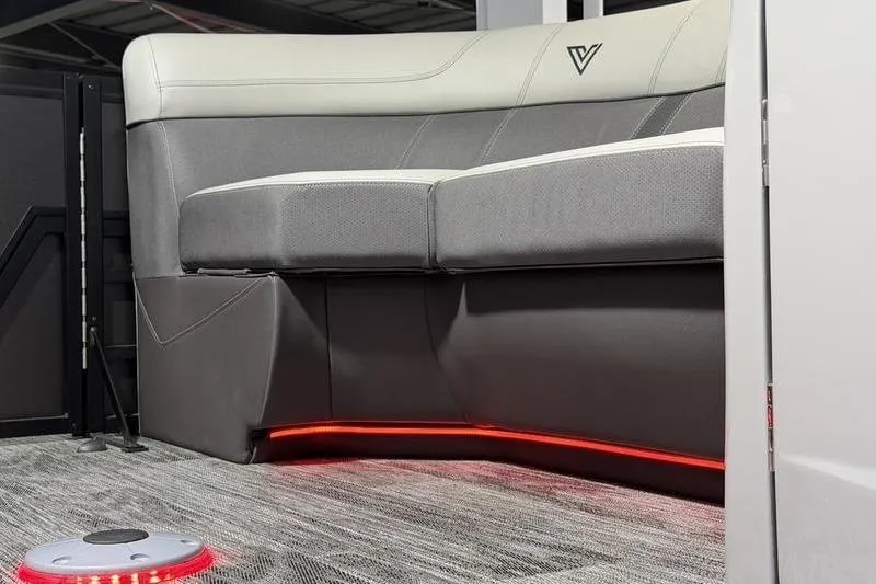 Slide: The Image of Luxurious Viaggio Z22S 2026 boat seating with ambient red LED lighting. - 21