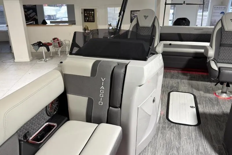 Slide: The Image of Interior of 2026 Viaggio Z22S boat with modern seating and sleek design. - 24