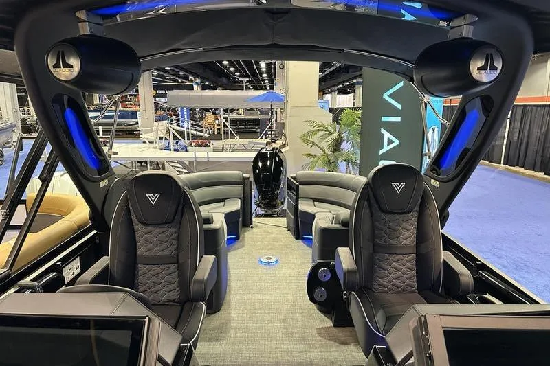 Slide: The Image of Interior of 2026 Viaggio Diamante UWA boat with luxurious seating and modern design. - 2