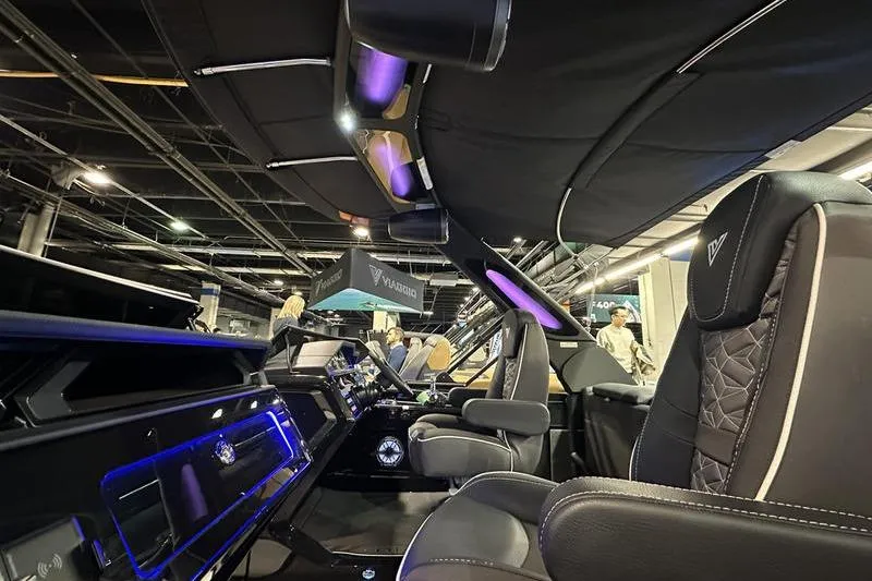 Slide: The Image of Luxurious interior of 2026 Viaggio Diamante UWA boat with modern seating and ambient lighting. - 3