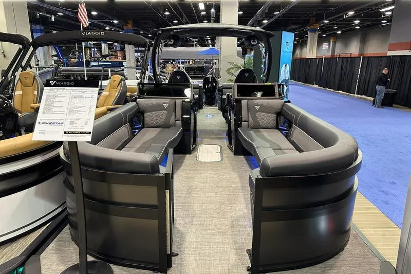 Slide: The Image of Luxurious 2026 Viaggio Diamante UWA boat interior at a showroom display. - 8