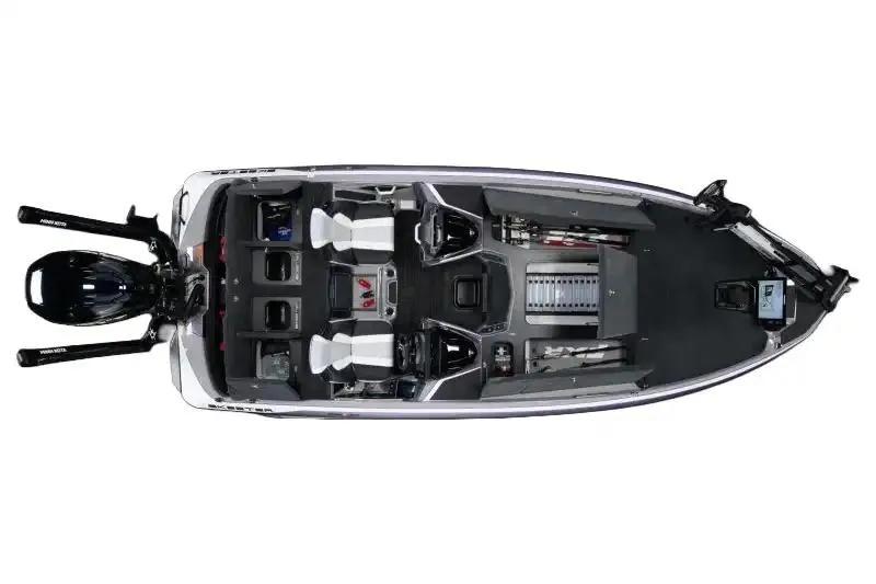 Slide: The Image of 2026 Skeeter FXR21 FLEX boat interior with steering wheel and Humminbird electronics display. - 10
