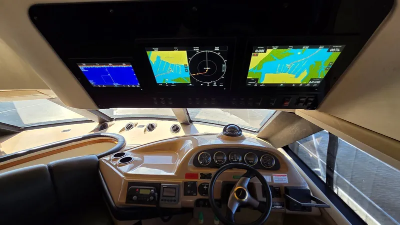 Slide: The Image of Interior view of Carver 450 Voyager Pilothouse cockpit, year 2000. - 12