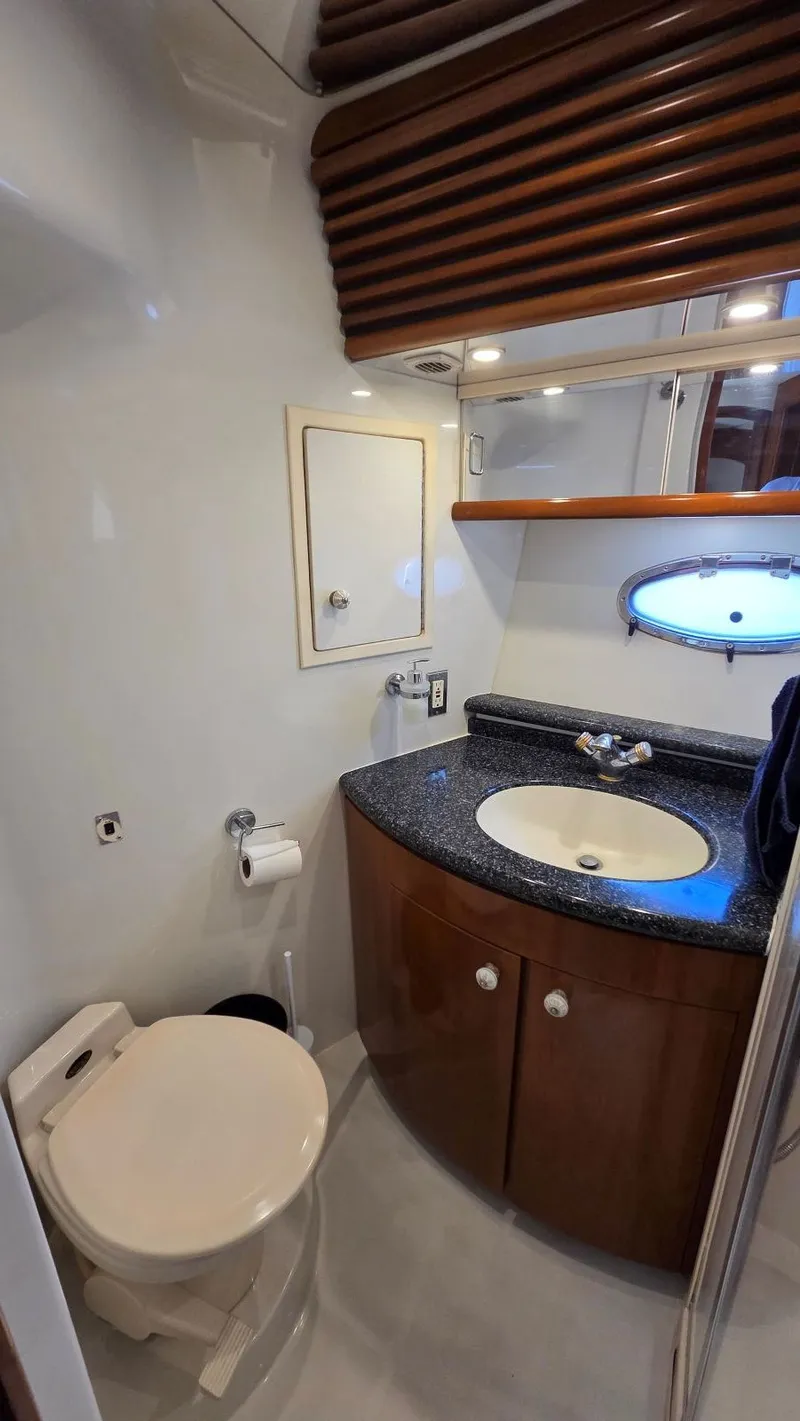 Slide: The Image of Luxurious bathroom in Carver 450 Voyager Pilothouse yacht, year 2000. - 34