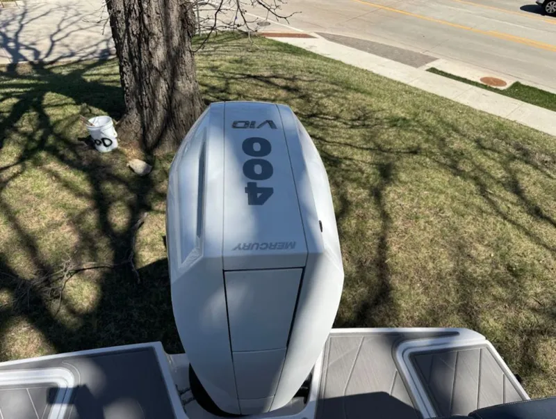 Slide: The Image of Mercury 400 HP outboard motor on 2025 Monterey Elite 27 OB. - 9