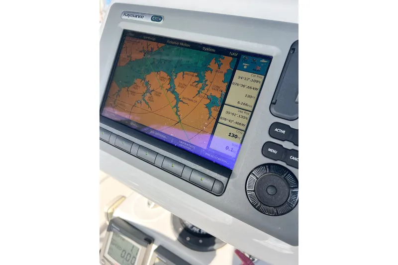 Slide: The Image of Navigation system on a 2005 Catalina 350 sailboat displaying a nautical chart. - 62