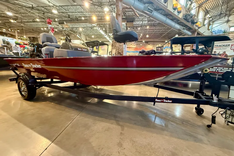 The Image of 2026 Tracker Bass Tracker Classic XL boat on display in a showroom. - 0