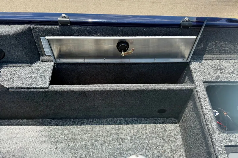 Slide: The Image of Interior view of 2026 Tracker Pro Guide V-175 WT boat storage compartments. - 10