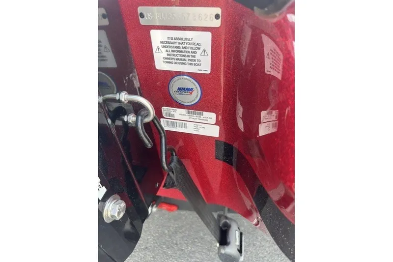 Slide: The Image of Close-up of 2026 Nitro Z20 XL boat's identification and warning labels. - 96