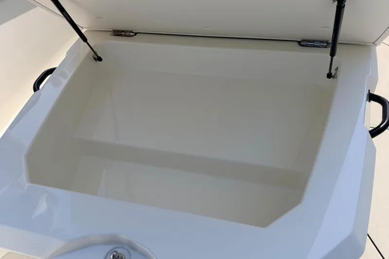 Slide: The Image of Open storage compartment of Navan T30, 2027 model, with hydraulic supports. - 13