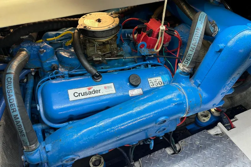 Slide: The Image of Blue Crusader Marine engine in a 1985 Silverton 40 Aft Cabin boat. - 43