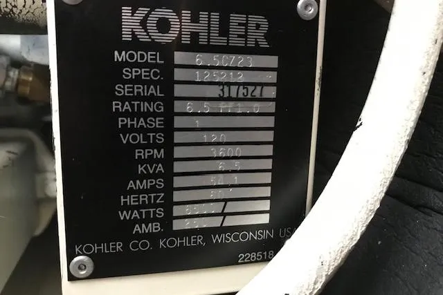 Slide: The Image of Kohler generator specifications plate on a 1993 Carver 370 Aft Cabin Motor Yacht. - 35