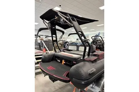 Slide: The Image of 2025 Highfield Velox 420 boat with sleek design and modern features in showroom. - 6