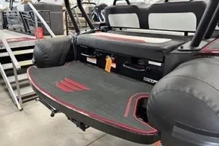 Slide: The Image of 2025 Highfield Velox 420 boat interior with seating and storage compartments. - 8