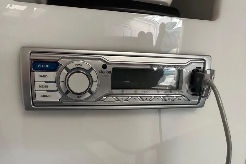 Slide: The Image of Clarion M505 stereo system in a 1997 Formula 34 Performance Cruiser boat. - 21