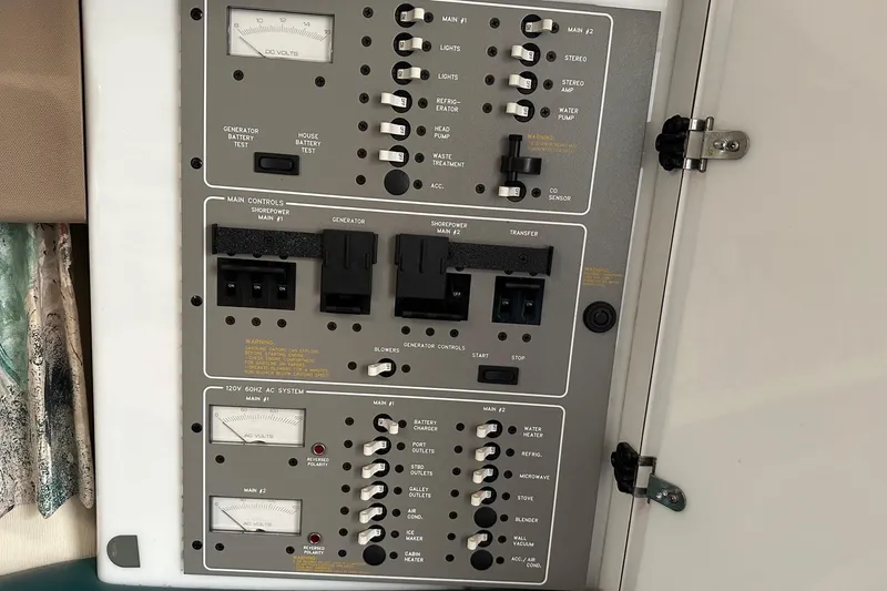 Slide: The Image of Electrical control panel of a 1997 Formula 34 Performance Cruiser boat. - 22