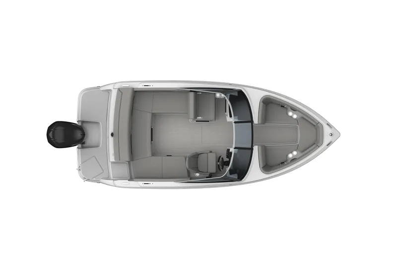 Slide: The Image of Top view of 2026 Four Winns H1 OB boat, showcasing sleek design and spacious interior. - 16