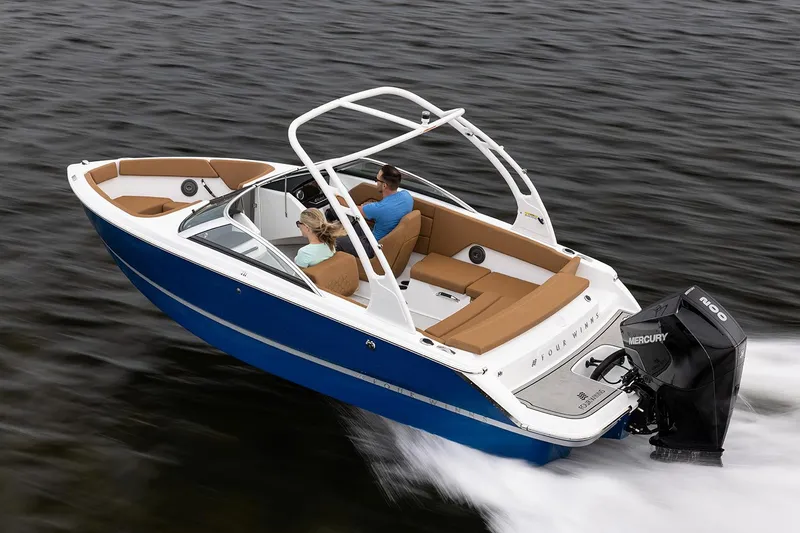 Slide: The Image of Manufacturer Provided Image: 2025 Four Winns H1 OB boat cruising on water, featuring sleek design and powerful outboard motor. - 3