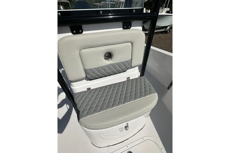Slide: The Image of 2026 Action Craft 22 Bay boat seat with quilted gray upholstery. - 38