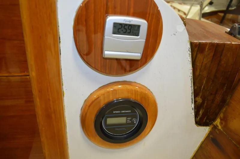 Slide: The Image of Wood panel with digital displays on 1963 Hinckley Bermuda 40. - 24