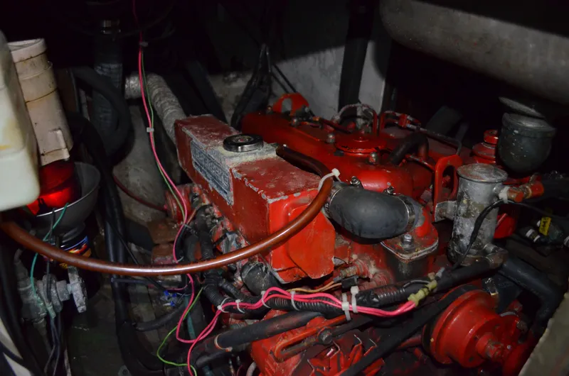 Slide: The Image of Engine compartment of a 1963 Hinckley Bermuda 40 sailboat. - 34