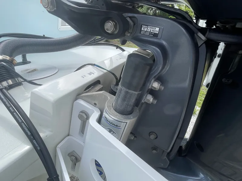 Slide: The Image of Close-up of a Parker 25SE boat outboard motor, year 2022. - 22