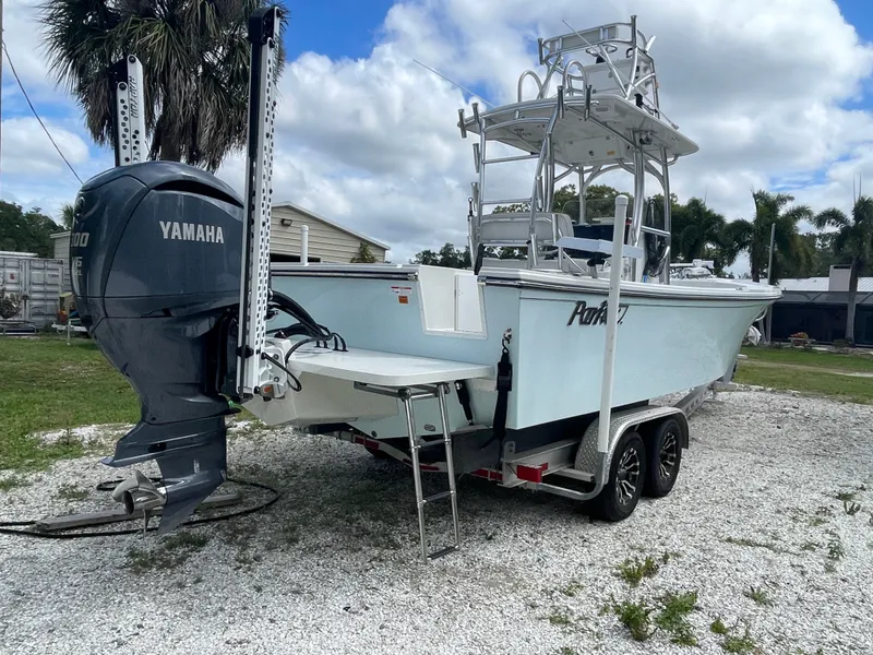 Slide: The Image of Parker 25SE boat 2022 with Yamaha outboard motor on trailer. - 3