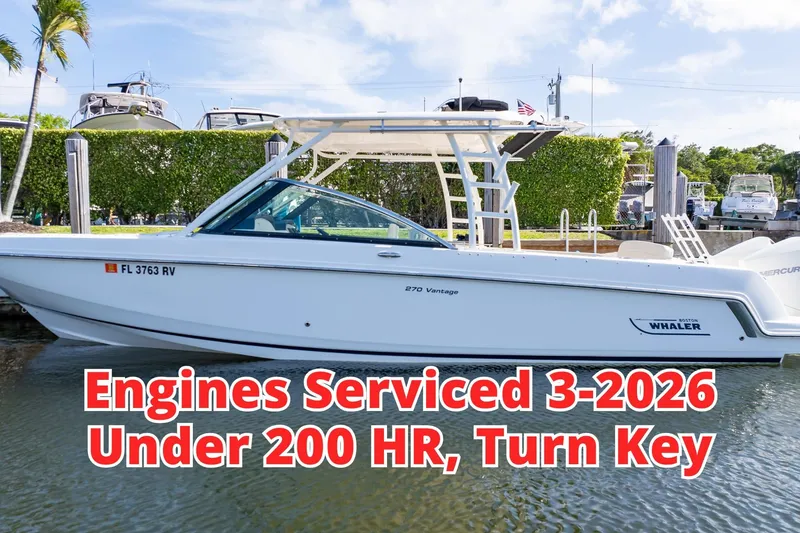 The Image of 2019 Boston Whaler 270 Vantage boat docked, engines serviced, under 200 hours, turn key condition. - 0