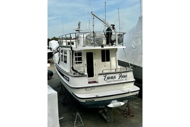Slide: The Image of 2006 Nordic Tug 37 boat named "Emma Anne" in dry dock, East Greenwich, RI. - 2