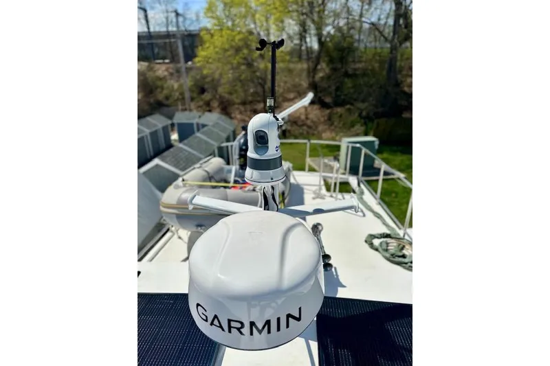 Slide: The Image of Garmin radar and camera equipment on 2006 Nordic Tug 37 boat deck. - 5