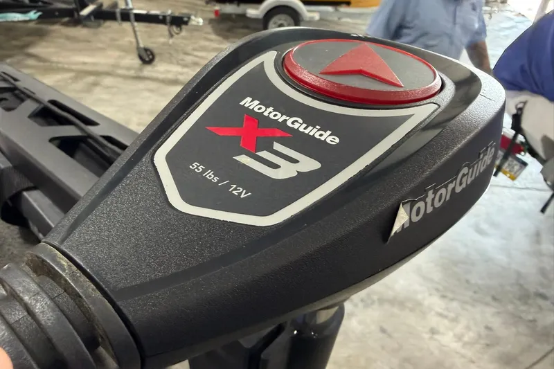 Slide: The Image of MotorGuide X3 trolling motor, 55 lbs thrust, 12V, on a 2015 Starweld 1600 DC Ski boat. - 10