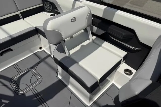 Slide: The Image of 2024 Cobalt CS22 boat interior with sleek seating and modern design. - 10