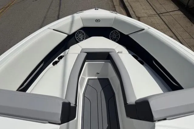 Slide: The Image of 2024 Cobalt CS22 boat interior with sleek seating and modern design. - 8