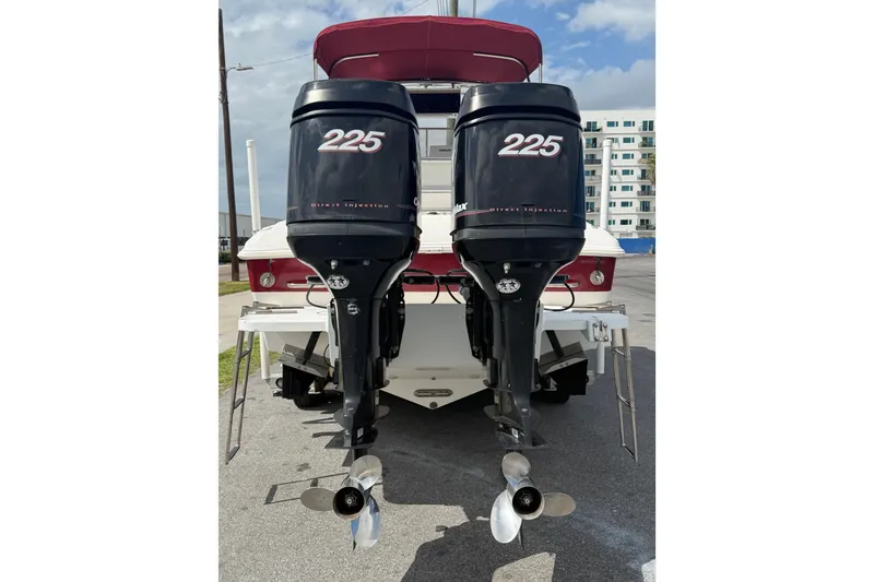 Slide: The Image of 1997 Wellcraft 302 Scarab Sport with twin 225 horsepower outboard engines. - 3