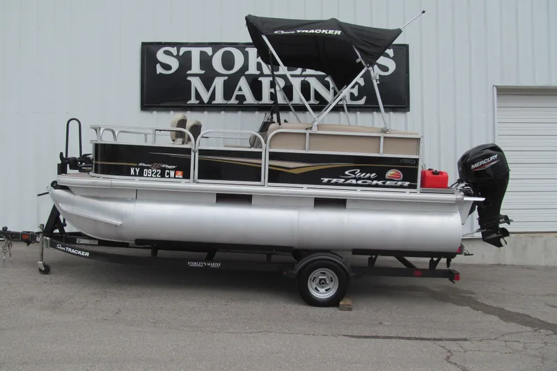 The Image of 2021 Sun Tracker Bass Buggy 16 XL pontoon boat on trailer at Stokley's Marine. - 0