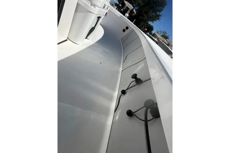Slide: The Image of 2026 Delta Boatworks Delta D18 deck view with sleek design and modern fittings. - 19