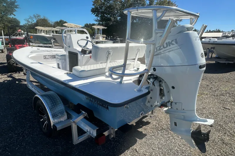 Slide: The Image of 2026 Delta Boatworks Delta D18 with Suzuki outboard motor on trailer. - 4