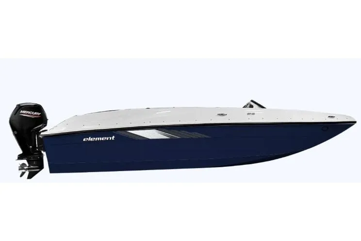 The Image of 2026 Bayliner Element E18 boat with Mercury outboard motor, side view. - 1