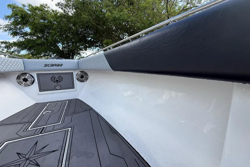 Slide: The Image of Interior view of 1989 Wellcraft 302 Scarab boat with sleek design and modern features. - 73