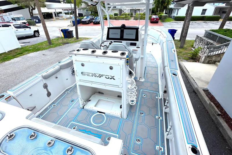 Slide: The Image of 2023 Sea Fox 288 Commander boat interior with advanced navigation systems and sleek design. - 24