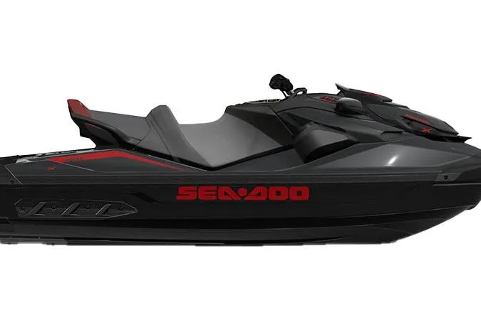 Slide: The Image of Black and red Kawasaki jet ski, model 00024TB00, year 2026, side view. - 2
