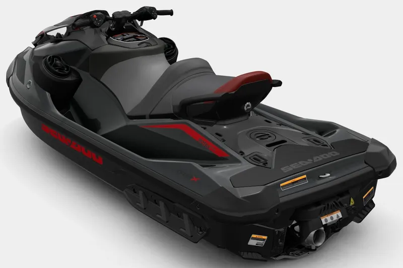 Slide: The Image of 2026 Kawasaki 00024TB00 jet ski, sleek black design with red accents, rear view. - 4