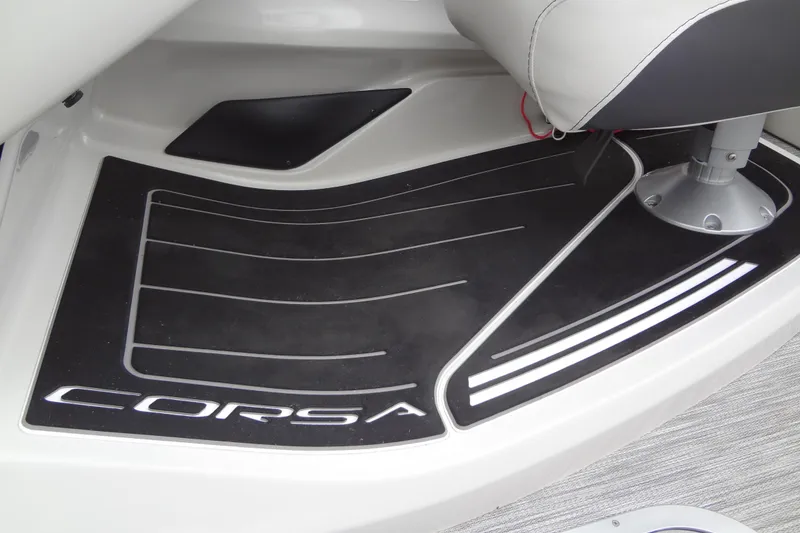 Slide: The Image of Baraletta Corsa 23 QSS 2021 boat interior with branded floor mat and seat base. - 19